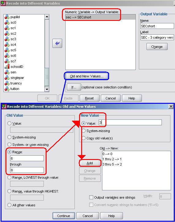 Recode into same variables