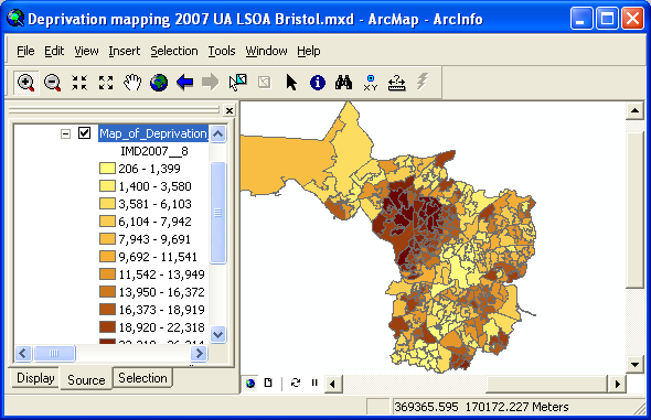 Mapping the Rank of Index of Multiple Deprivation Score across LSOAs in Bristol