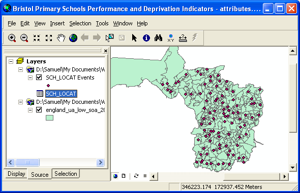 Mapping the school location in Bristol