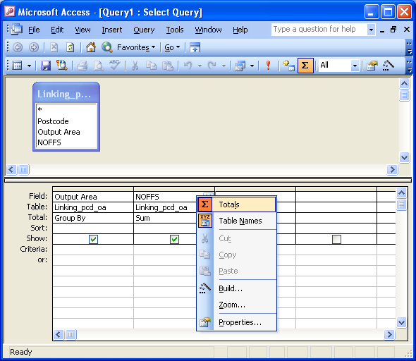 Regrouping data using OA code in Access