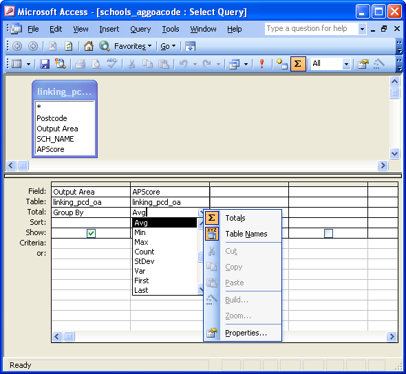 Regrouping data using OA code in Access