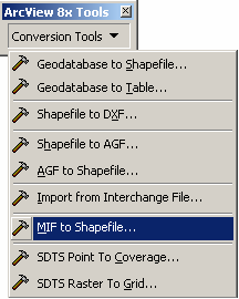 Select the MIF to Shapefile tool from the Conversion Tools drop-down menu