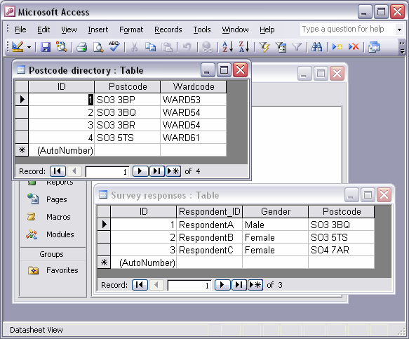 The two Excel spreadsheets have now been successfully imported into Access