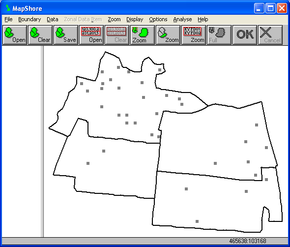 Map showing crime locations which are not attended by the Fire and Rescue Service in Mapshore