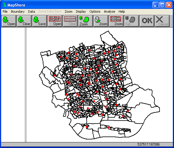 Map showing primary school locations in Newham in Mapshore