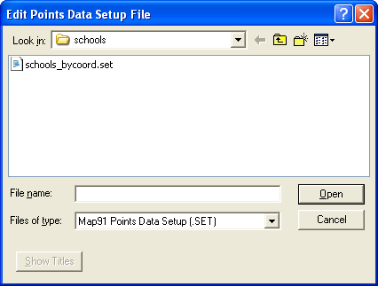 Edit point setup file in MapShore