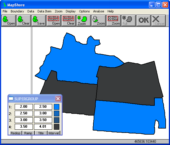 Initial MapShore map of OAC ordinal data