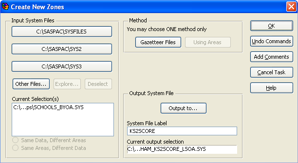 Outputting the rezoned data using a gazetteer file in SASPAC