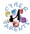 Cyberparents logo showing the image of a child and parent hand in hand