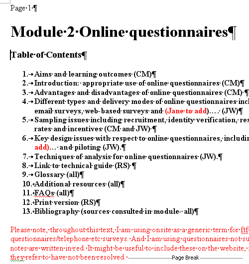 Image of draft of the questionnaires module (see description below).