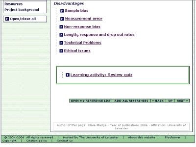 The bottom of a module page after early evaluation
                            (see descriptions below)