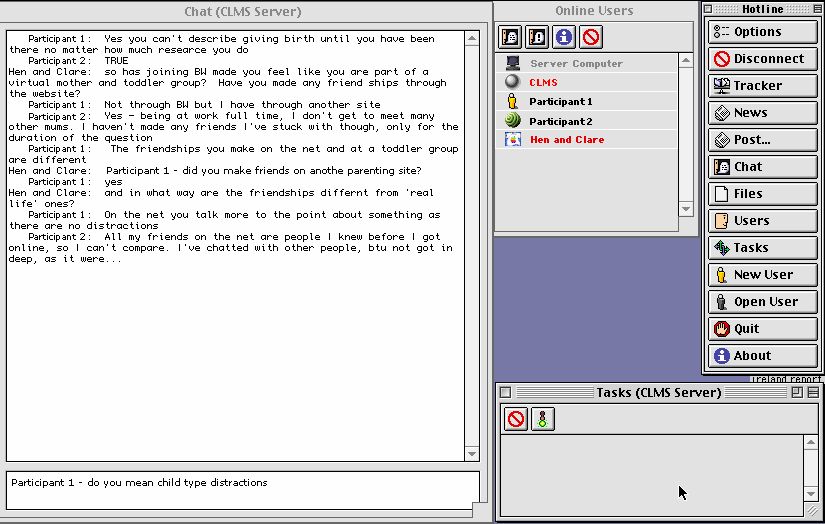 Screenshot of the virtual interface as seen by participants in O'Connor and Madge's study (Description below)