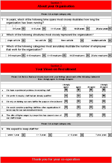 screenshot of a Word questionnaire sent as an attachment.