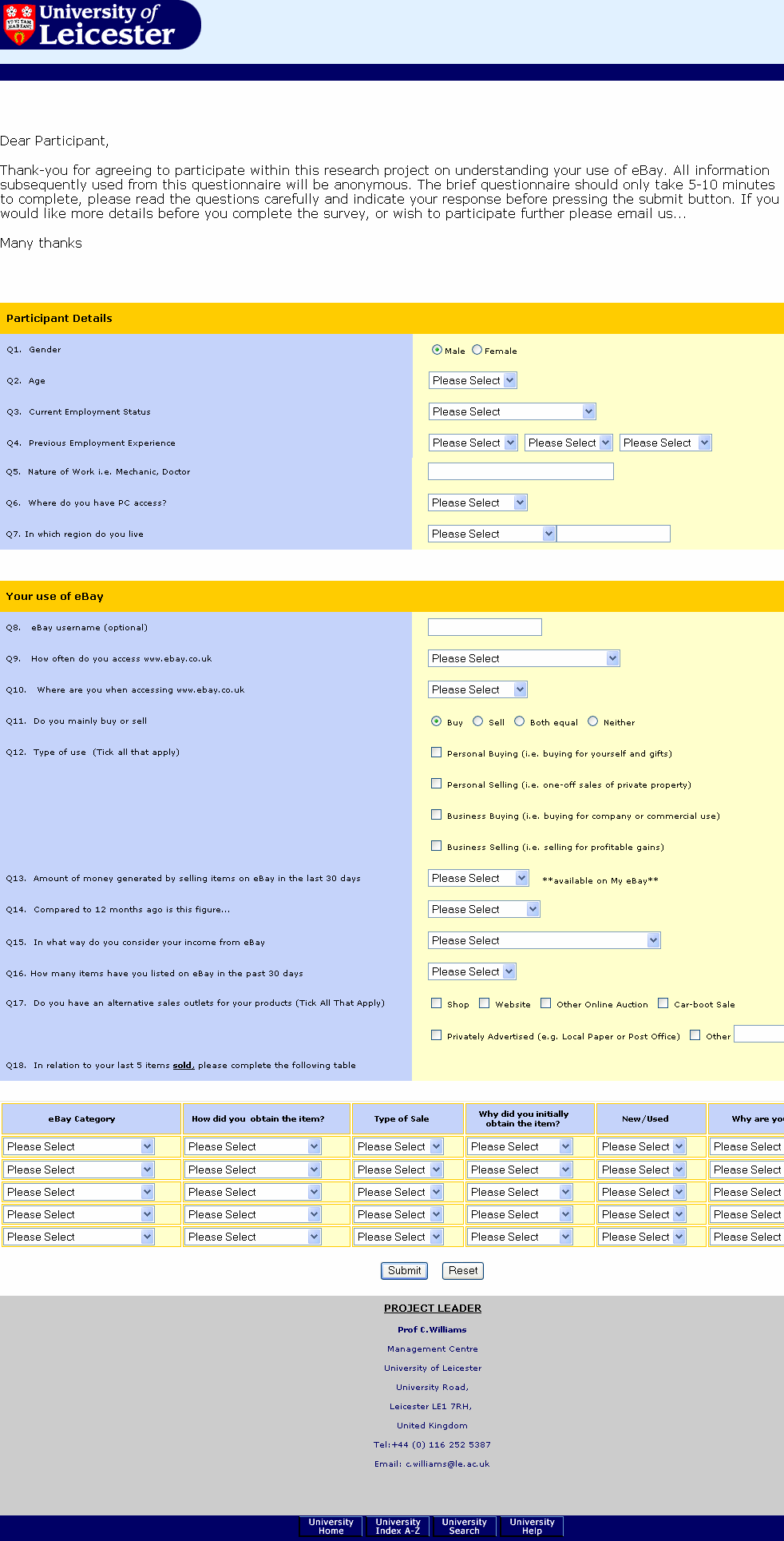 image of Ebay questionnaire(Description below)