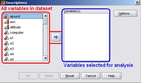 SPSS Pop-up Menu