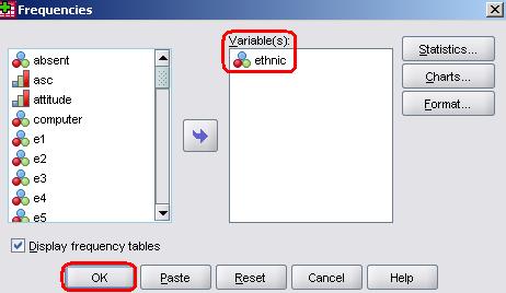 SPSS Frequencies Window