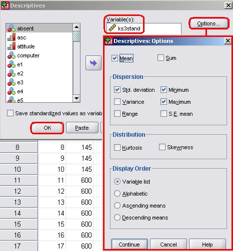 SPSS Descriptives Menu