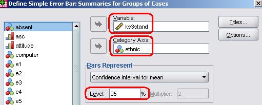 SPSS Error Bars Window