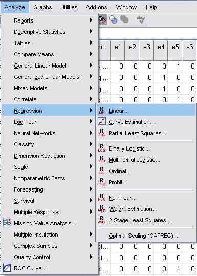 How to find linear regression on SPSS