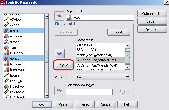 Adding interaction terms to Logistic Regression models
