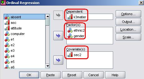 Define Ordinal Regression for Maths Tier